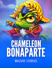 Juego de casino con personaje camaleón y tono extravagante premium.