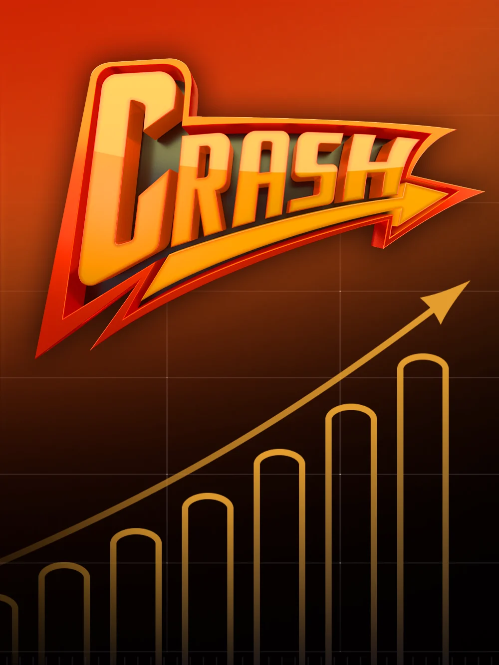 Portada de juego crash con curva ascendente y tensión visual.