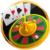 Portada de juego de casino con estilo minimalista y acabado brillante.